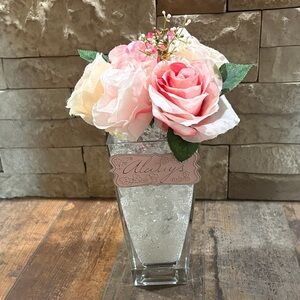 Elegant Pink and Cream Floral Arrangement in Glass Vase